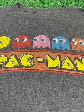 Pac-Man Arcade Logo Ghosts Graphic Tee Officially Licensed Gray Mens M